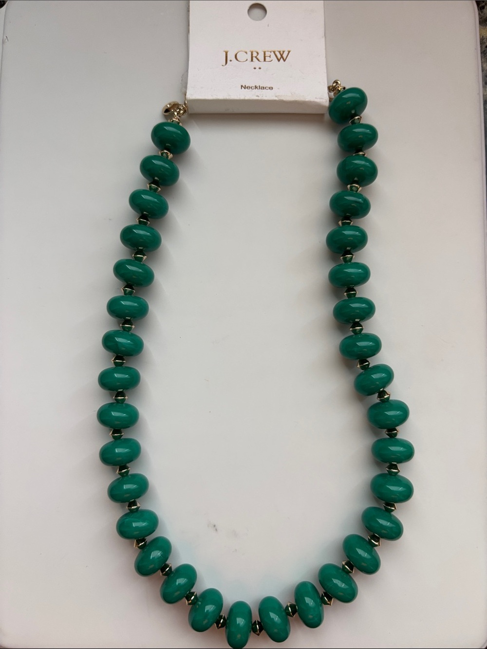 J. Crew Teal Bead Necklace with Gold Accents